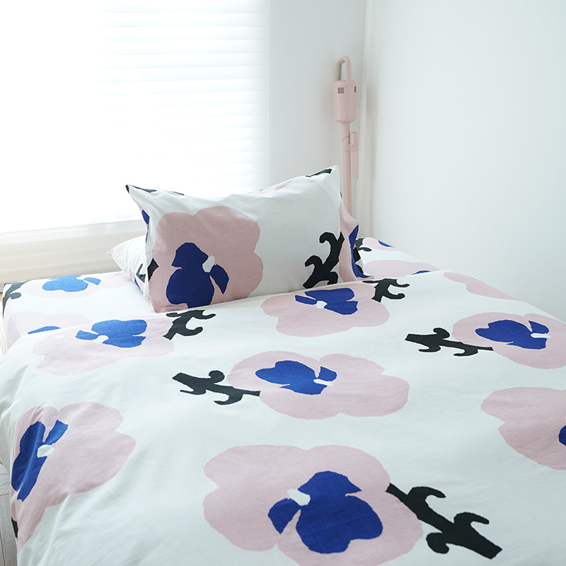 CASTLE GARDEN全棉竹节棉新疆棉四件套被套+床单+枕套组合 三叶堇