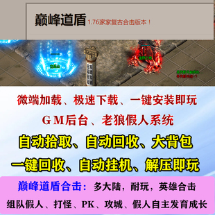 热血传奇单机1.76巅峰道盾英雄合击假人pk攻城gm后台电脑pc微端