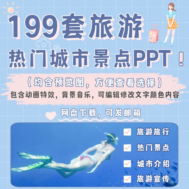 旅游旅行国内国外热门城市景区景点介绍乡村城市相册宣传ppt模板