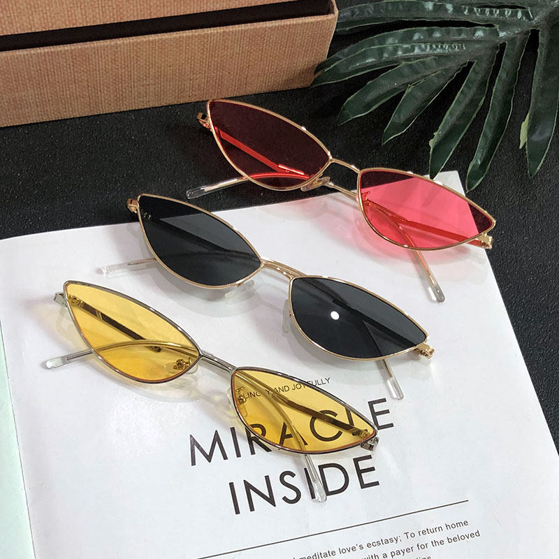 网红小框抖音同款眼镜透明黄色蹦迪复古三角猫眼墨镜男女潮嘻哈酷