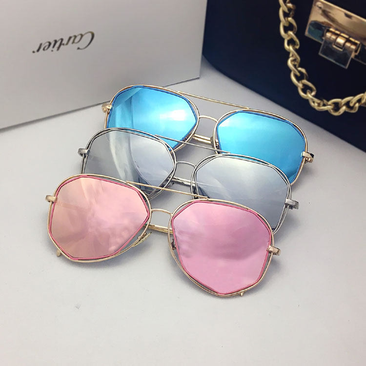 网红墨镜女反光镜面防紫外线大框粉色太阳镜韩版潮大脸显瘦旅游镜