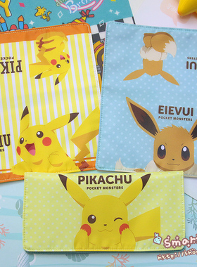 日单。宠物小精灵之皮卡丘&伊布 可爱 折叠式口罩包/票据袋