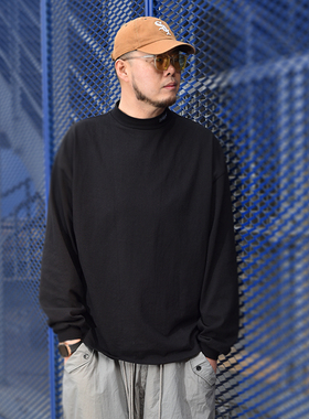 SSTD春季新款圆领黑白色纯棉长袖t恤男女宽松休闲嘻哈情侣cityboy