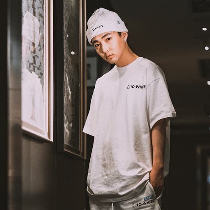 SSTDxTOWHITE王奕同款联名国潮圆领纯棉液态硅胶印花短袖男女同款