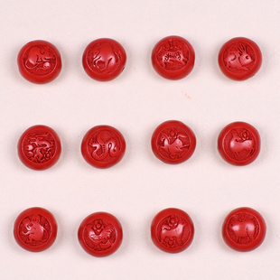 97%高含量天然原矿朱砂小十二生肖配件手链手串佛珠本命年真朱砂