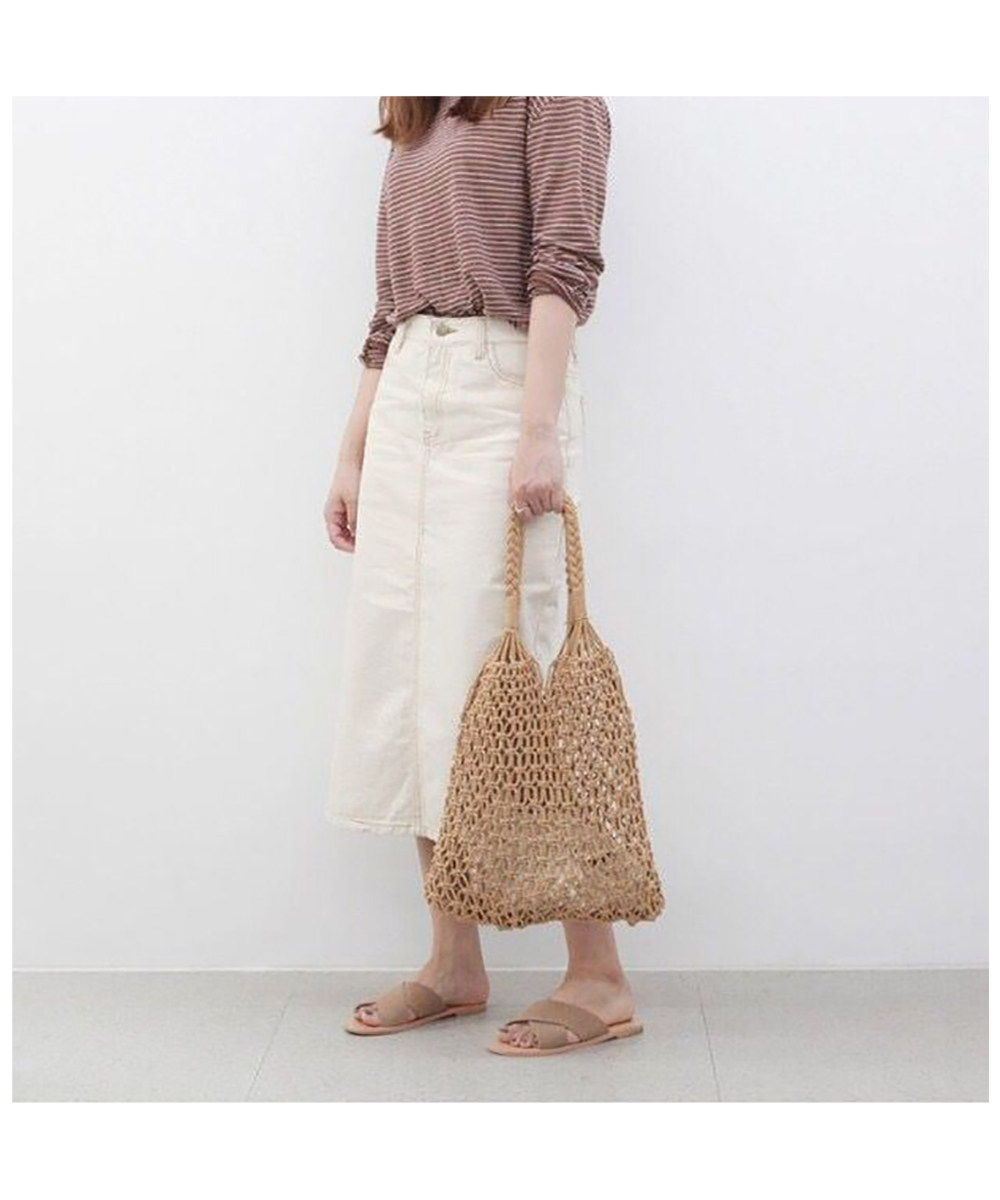 2018新款棉线编织包沙滩包韩国简约百搭单肩镂空渔网包旅游度假包