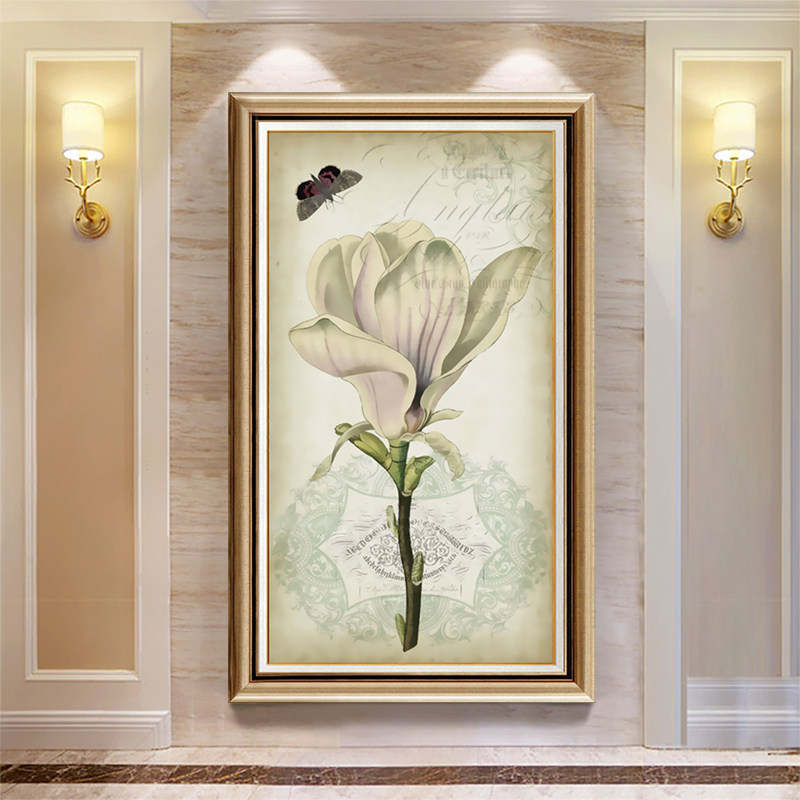 客厅装饰画仿油画现代美式玄关挂画简欧式壁画背景墙大副竖副画