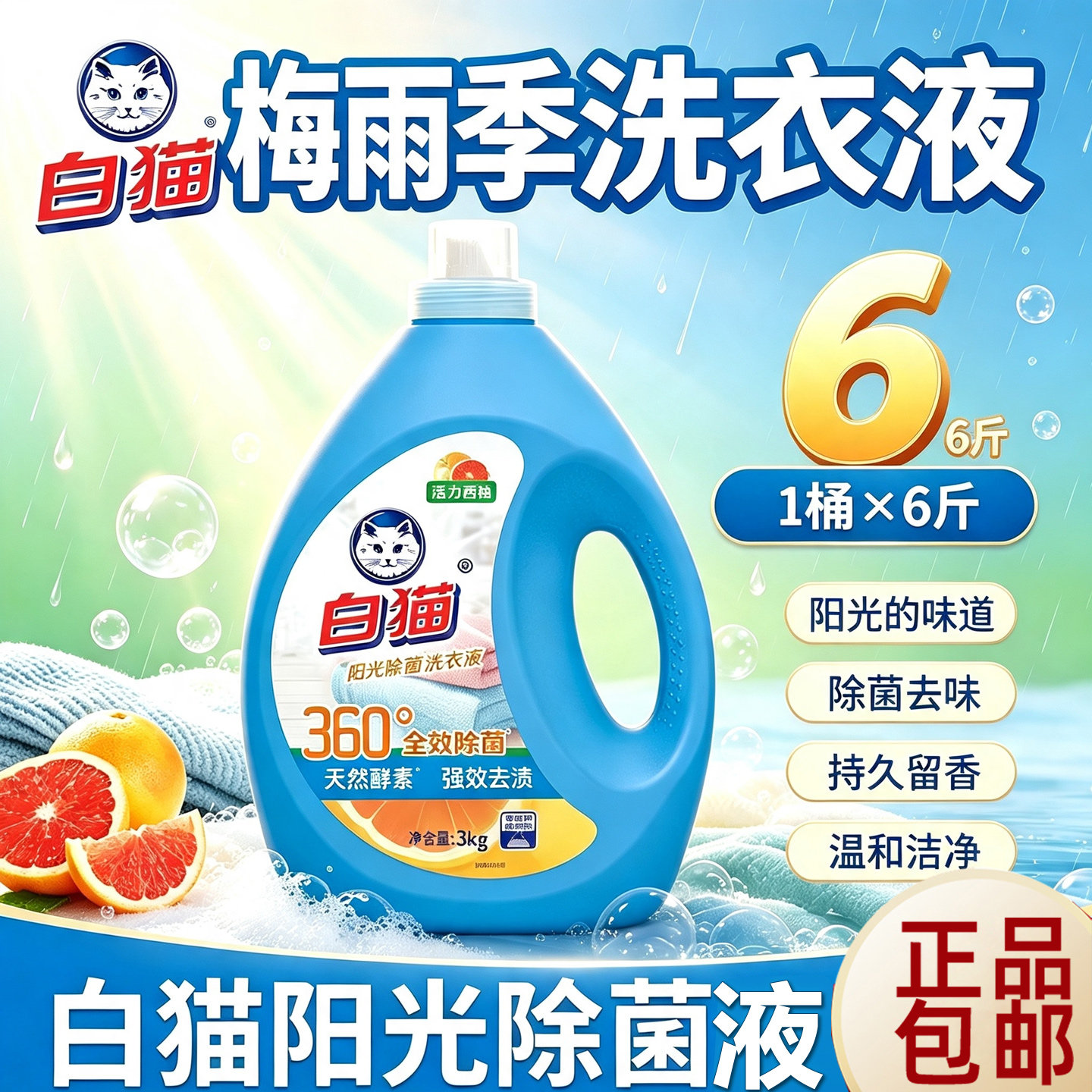 开学宿舍白猫阳光除菌洗衣液
