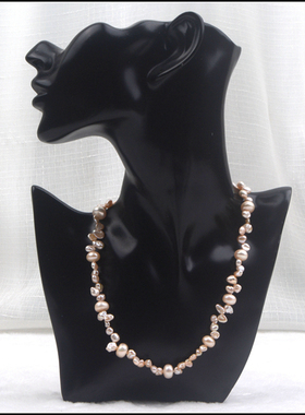 异形粉色珍珠项链 42cm长 纯天然淡水珍珠项链 简约首饰女 锁骨链