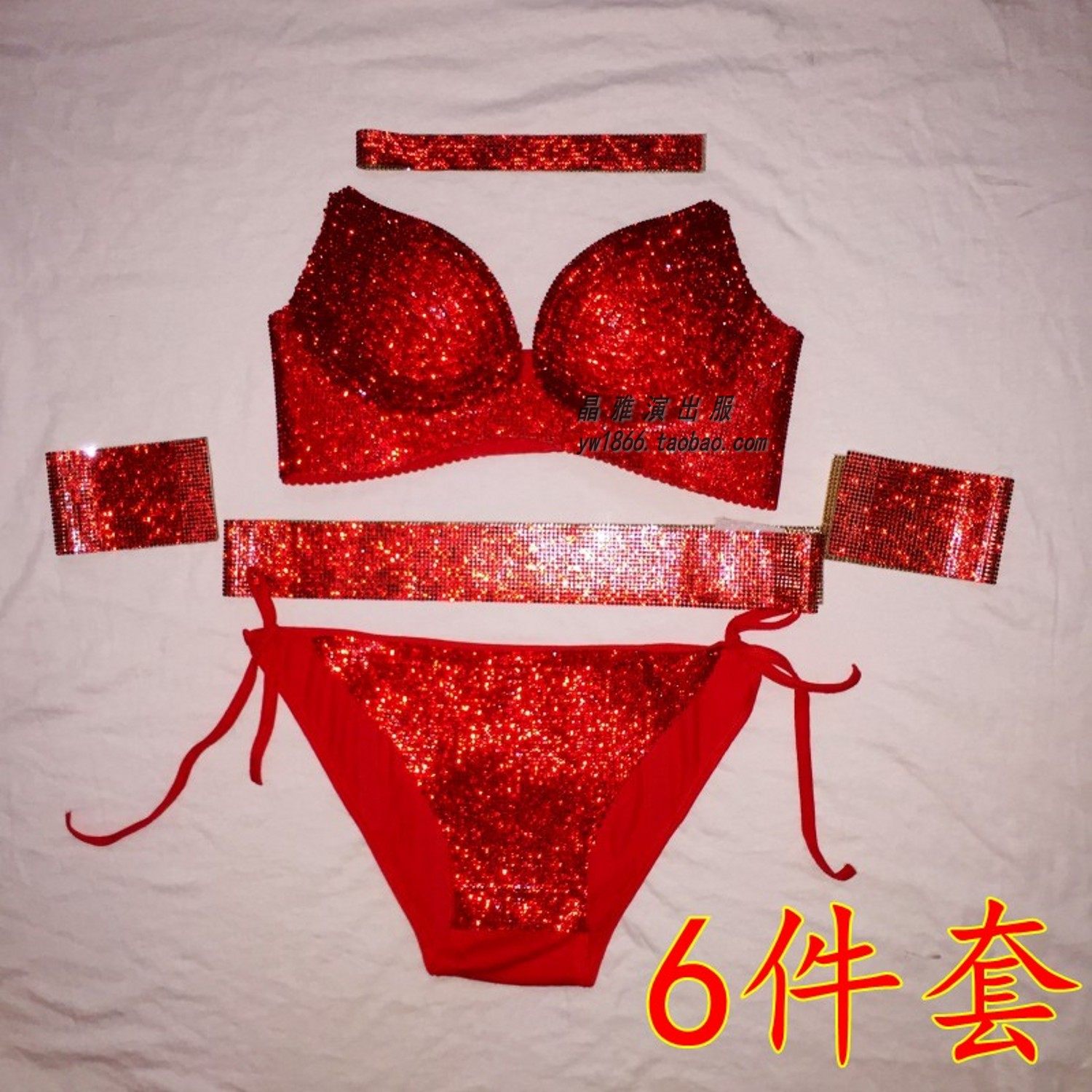 现代比基尼性感水钻闪钻亮钻舞台文胸套装 胸罩内衣钢管舞演出服