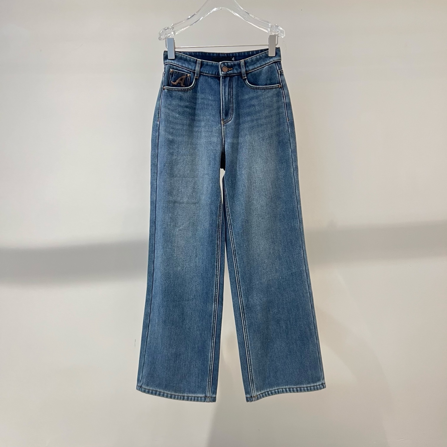 时尚经典复古直筒宽松阔腿牛仔裤