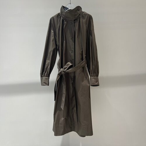 秋季新款光泽感中长款风衣外套女