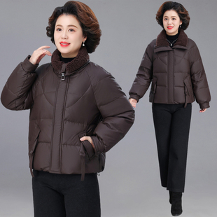 5060岁老太太保暖衣 白鸭绒外套中老年女装 妈妈高档羽绒服冬季 厚款