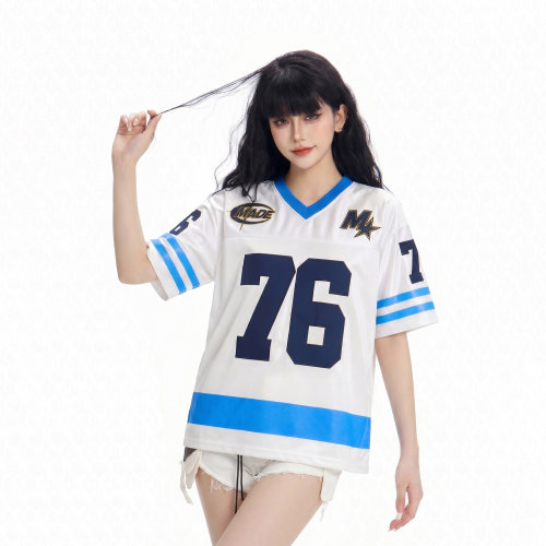 美式运动风徽章球衣女字母