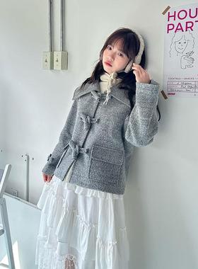 （清仓特价）PERI SEA / 原创100% 羊毛大方领牛角扣短款大衣