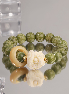 苍松翠柏国风醒狮菩提手串女款情侣闺蜜新中式盘玩佛珠手链送礼