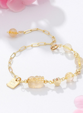 天然金发晶手链貔貅手串送人礼物