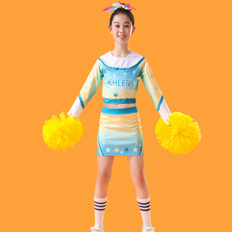 儿童校园专业比赛啦啦队演出服啦啦操表演服男女童足球宝贝套装