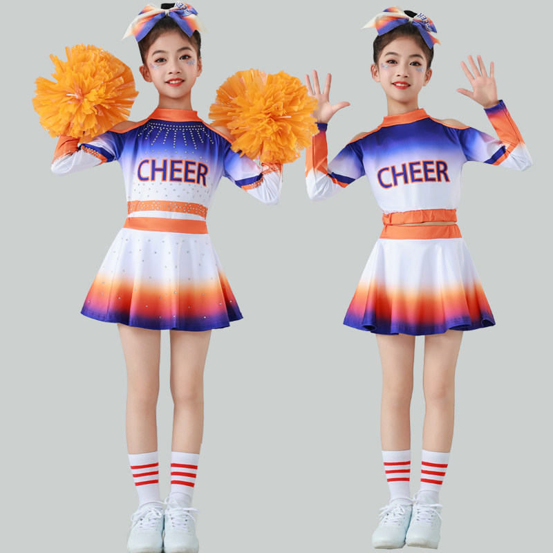 新款六一啦啦队队服儿童舞蹈服装成人男女长袖啦啦操运动会演出服