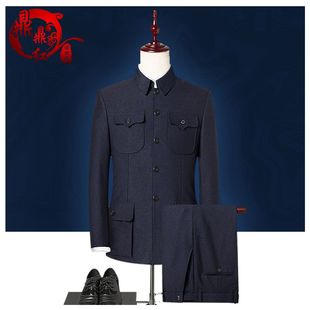 中老年中山装套装男老式老人中山服套装人民服军便装加绒加厚加棉