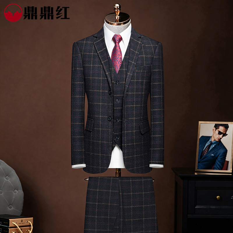 伴郎服套装结婚服装男士修身西装三件套职业秋冬季新郎婚礼西服