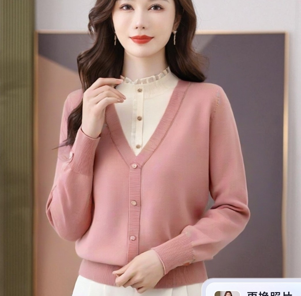 半高领毛衣女假两件打底衫2025秋冬新款蕾丝针织衫内搭洋气上衣潮,女装/女士精品,毛针织衫,淘宝优惠券,粉丝福利购,淘宝优惠卷