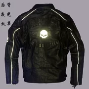 Áo khoác nam xe máy Harley áo khoác da lớp đầu tiên áo khoác da phản quang 骷髅 áo khoác da trẻ trung punk - Quần áo lông thú
