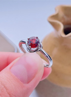 女925纯银轻奢天然石榴石
