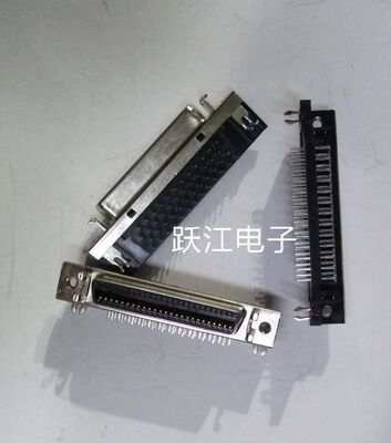 接插件SCSI-50pin连接器68p母头 180度直插DB式接插件 带耳朵AMP