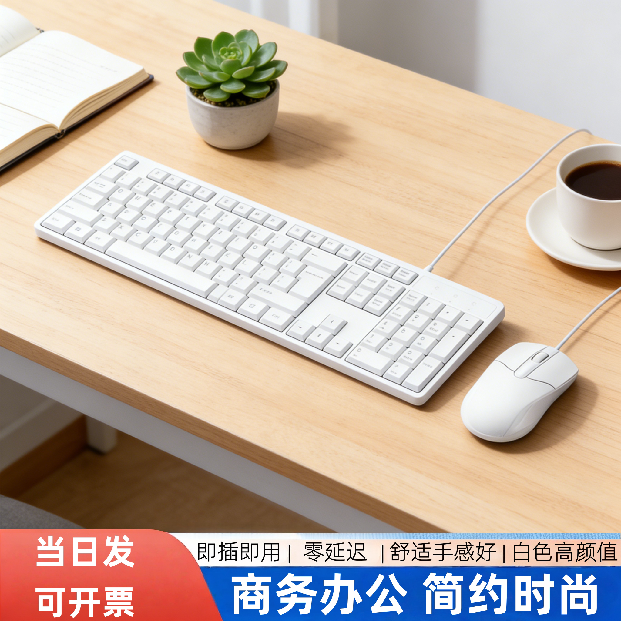 加长线2米3米5米白色有线键盘鼠标USB简约商务办公台式家用笔记本