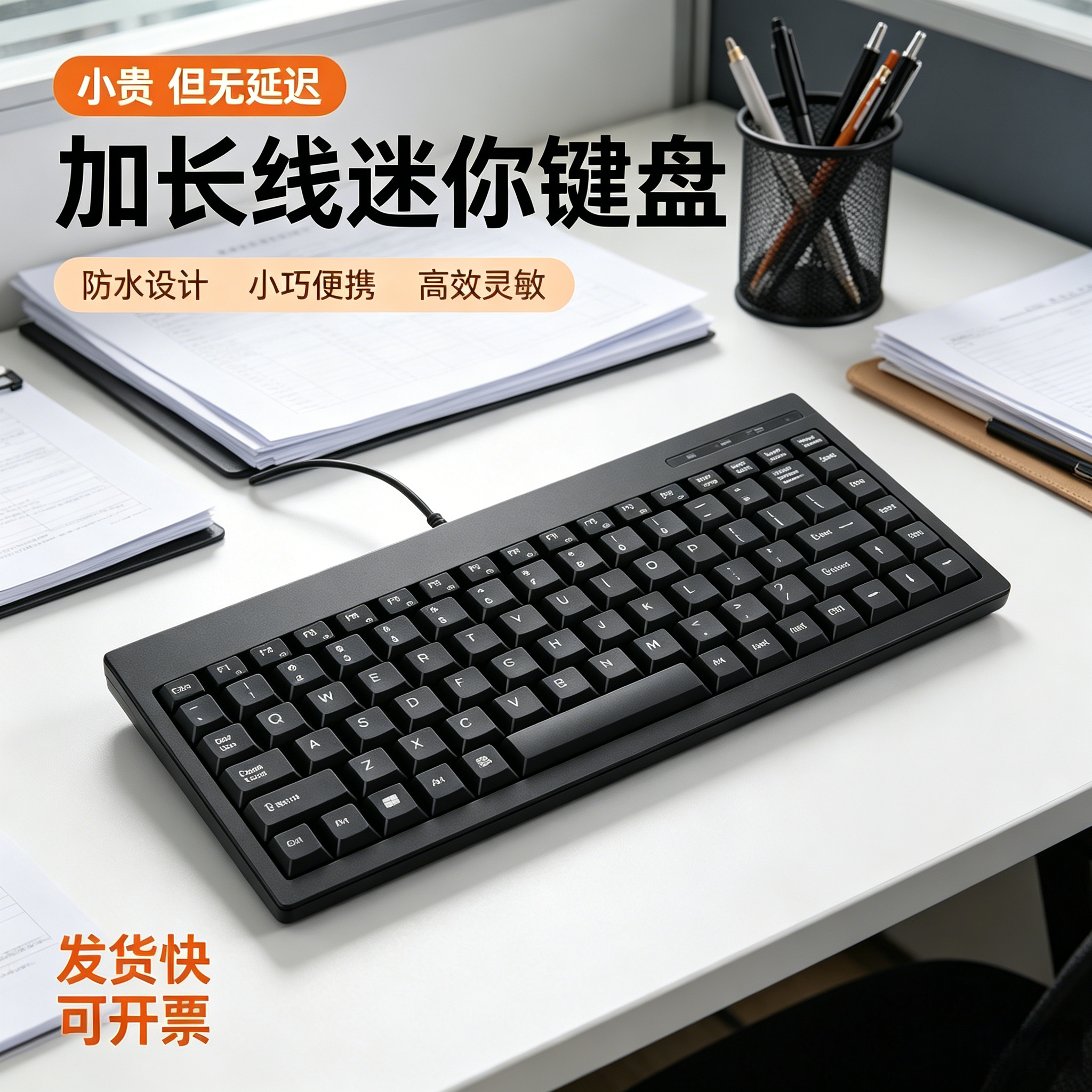 3米加长线工控键盘机柜数控设备平键usb圆口迷你笔记本键鼠套装