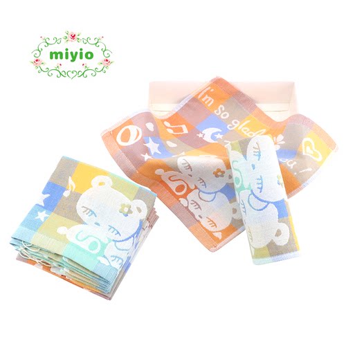 miyio上海双层纱布全棉方巾