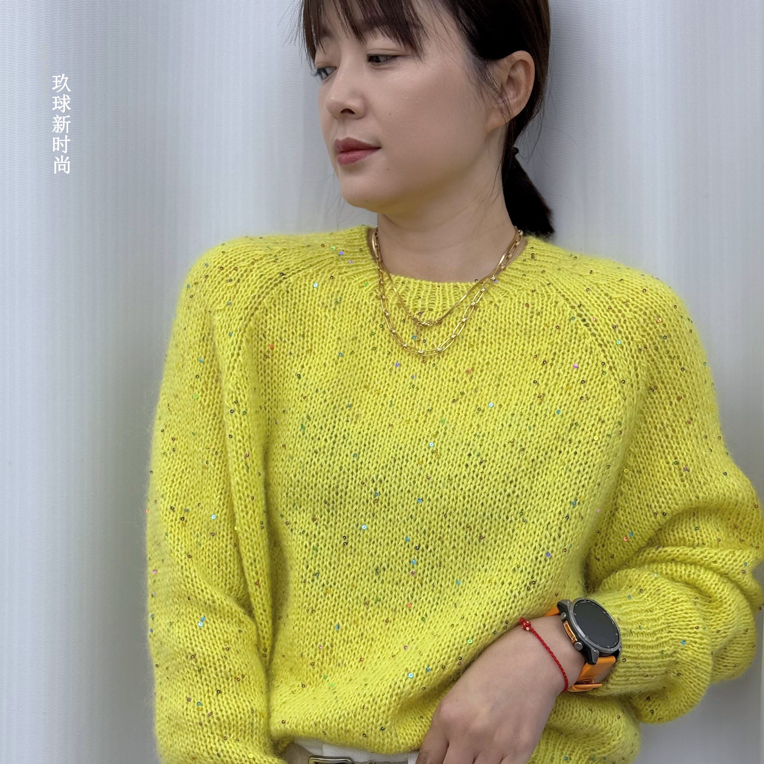 织薄款亮片套头衫同款毛线一两（50克）玖球新时尚手工编织手编线