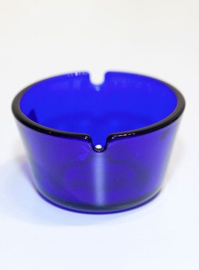 现货日本东洋佐佐木欧式简约创意可爱个性蓝色玻璃客厅家用烟灰缸