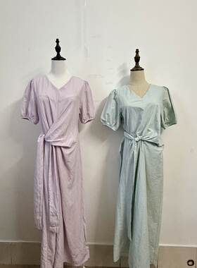 LZHOUSE 2025夏装新款通勤V领收腰连衣裙