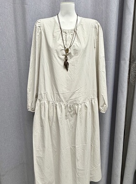 LZ HOUSE 2025春秋新款韩版宽松显瘦百搭圆领长袖衬衫连衣裙