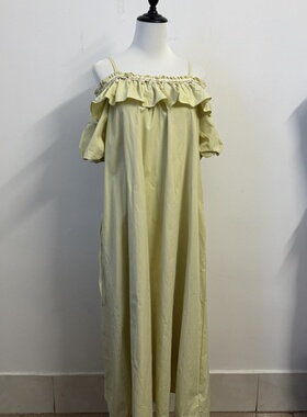 LZHOUSE 2025夏装新款通勤一字肩挂肩两穿民族风连衣裙