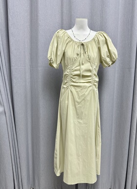 LZHOUSE 2025夏装新款法式收腰显瘦泡泡袖连衣裙女时尚气质长裙