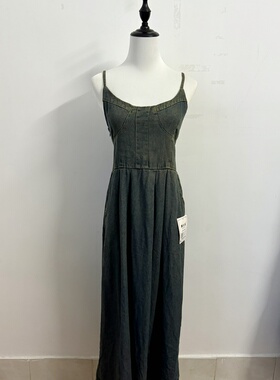 LZHOUSE 2025夏复古洗水收腰牛仔连衣裙