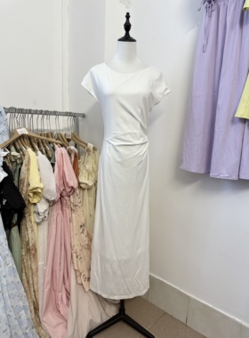 LZ HOUSE 2025夏季新款法式复古气质收腰显瘦长袖连衣裙女