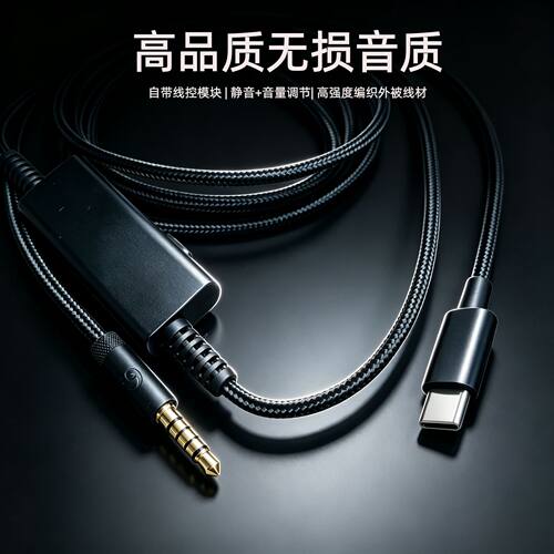 适用罗技GPRO X G233 G433 游戏耳机调音线Type-C编织连接线配件