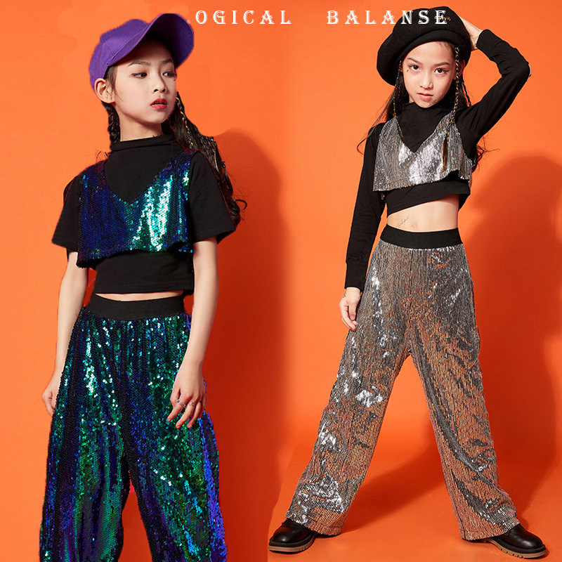 女童爵士舞套装潮网红同款亮片短款上衣韩版洋气露脐装走秀演出服,童装/婴儿装/亲子装,儿童演出服,淘宝优惠券,粉丝福利购,淘宝优惠卷