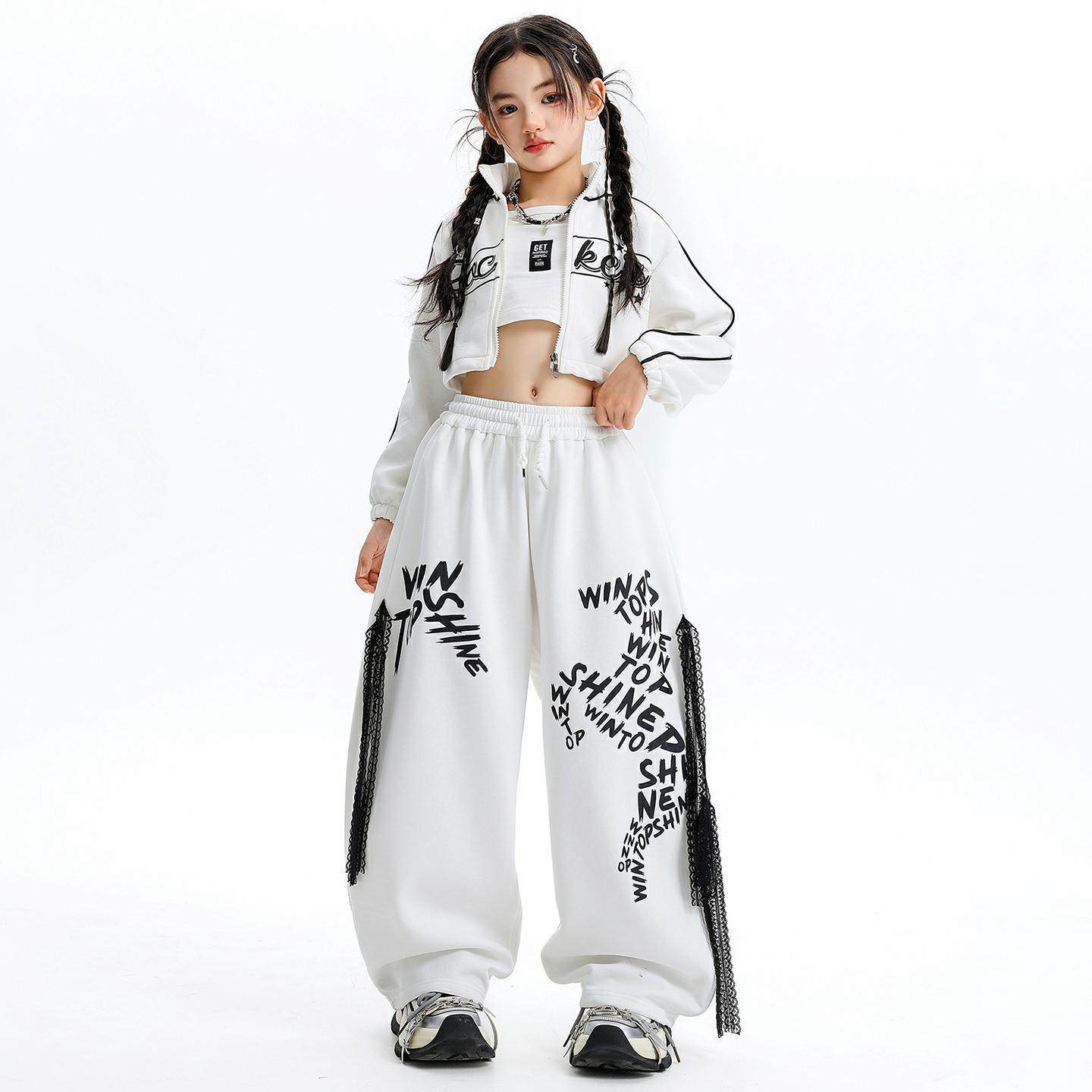 女童爵士舞服装短款上衣秋练功服裤子套装少儿jazz街舞表演出豪富