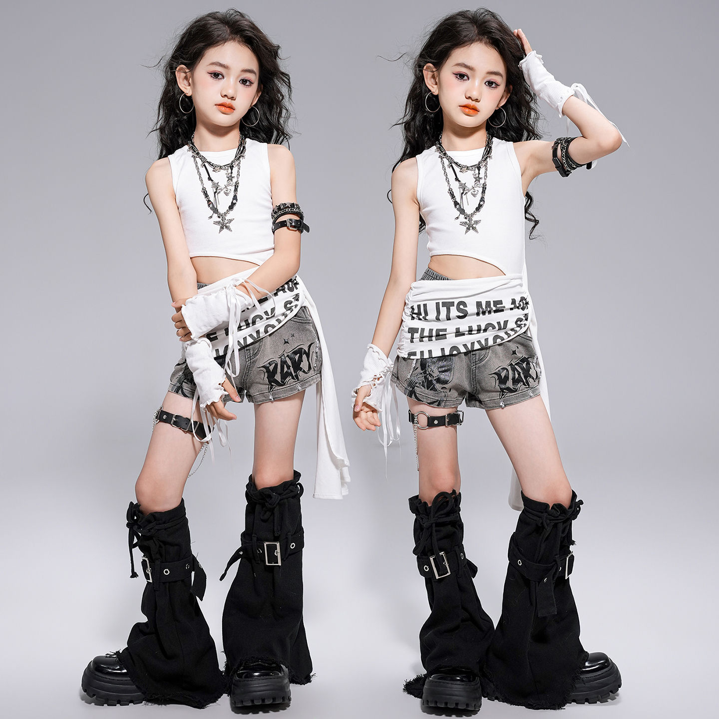 爵士舞服装女童潮酷时髦韩版衣服少儿jazz街舞儿童潮服表演出服装