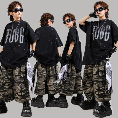 街舞儿童潮服嘻哈酷帅男童炸街演出服jazz女童舞台battle表演服夏