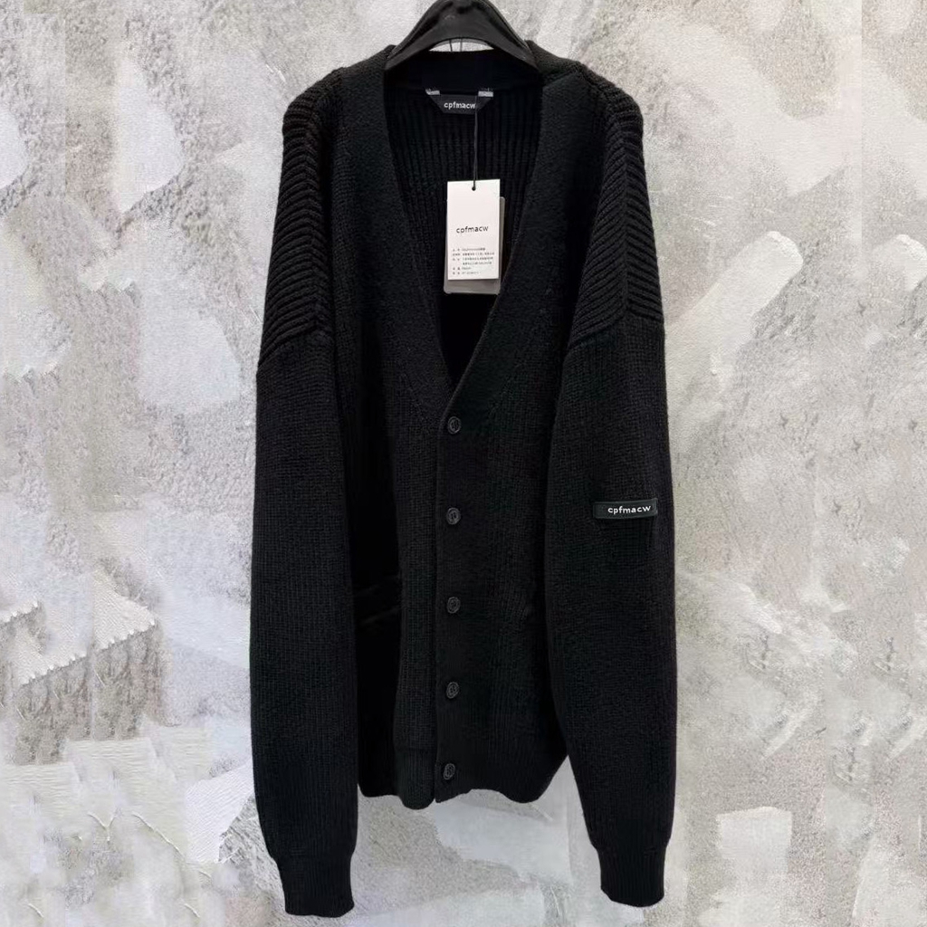 潮牌26早春款重磅V领纯色毛衣外套情侣宽松针织开衫粗针毛线上衣