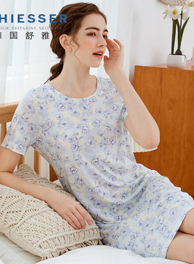 春夏新品 德国舒雅家居服女士棉莫代尔圆领睡裙短袖中裙31-18044D