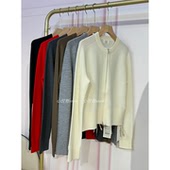 宝针通勤拉链圆领针织开衫 J家 美丽奴羊毛16针元 短外套7105