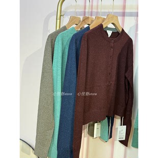 BBE礼贝 16针单边汗麻丝落棉细闪圆领针织长袖开衫外套1110