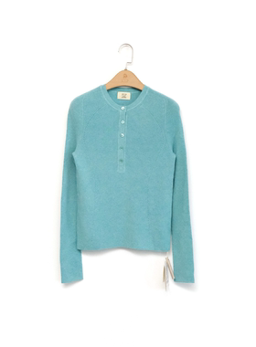 J家 14针坑条山羊绒纽扣圆领修身百搭套头针织上衣36761